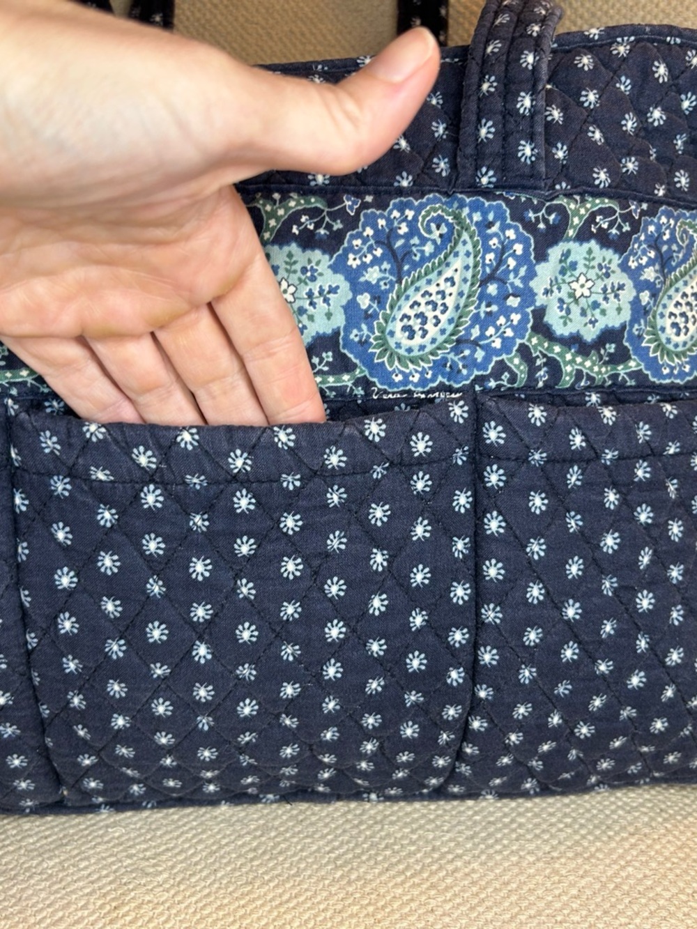 Vera Bradley Quilted Seaport Navy Paisley Diaper bag - Picture 4 of 11